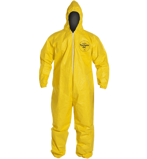 Dupont QC127S Tychem Fabric Protective Coverall with Hood Disposable Elastic Cuff